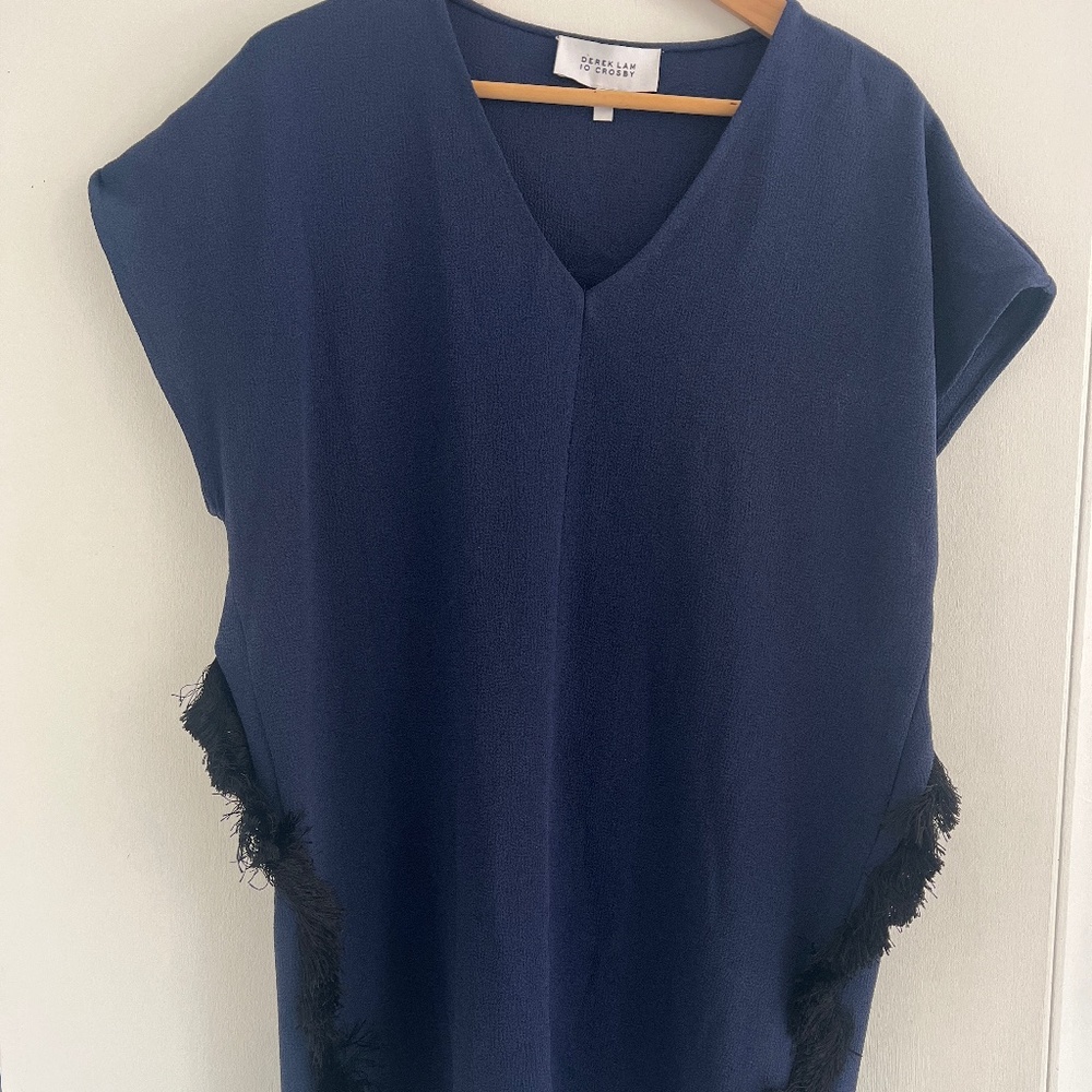 Derek Lam navy and black fringe dress